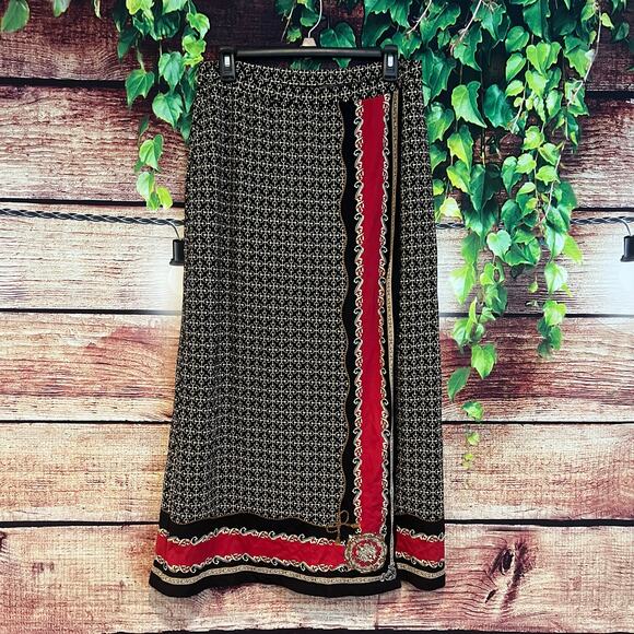 Talbots Equestrian Print Mock Wrap Skirt Size X 1X Paisley Abstract Midi Maxi - Picture 1 of 5